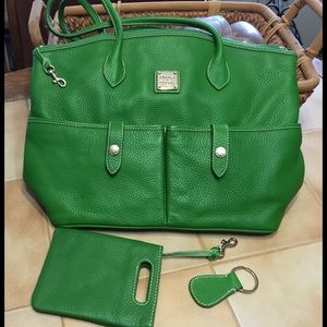 SALE! Dooney & Bourke large spring green tote bag.