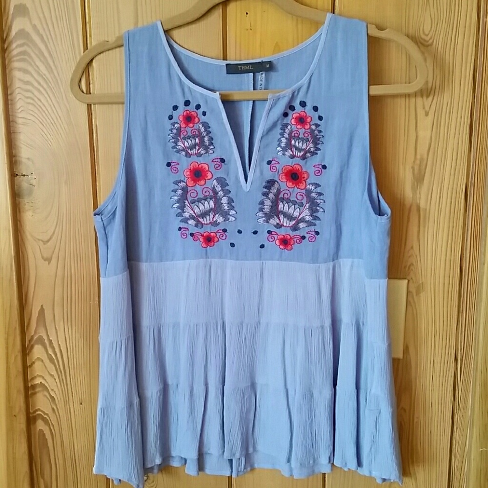 THML boho embroidered top, EUC worn once
