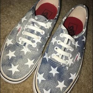 vans women's authentic washed stars blue size 7