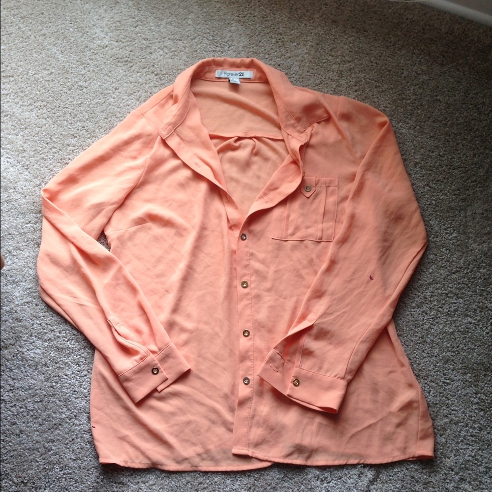 ✨Orange button down top