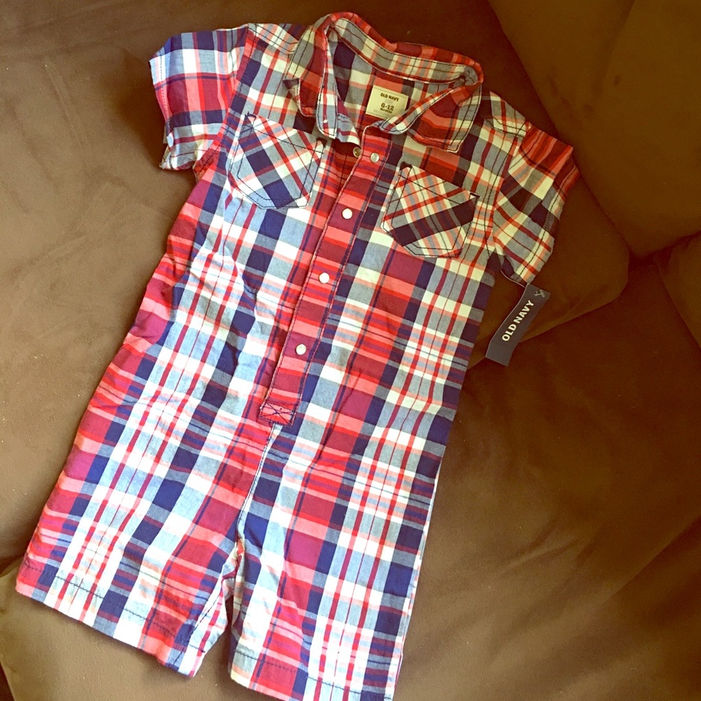 Plaid Old Navy Button Up Romper