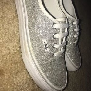vans women's size 6 silver sparkly