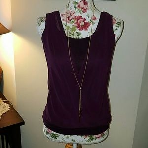 EXPRESS WINE COLORED SLEEVELESS BLOUSE SZ SMALL