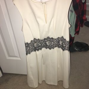 Bcbg cream dress with black lace