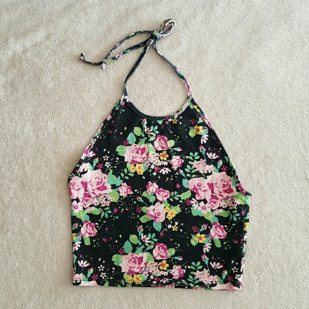 Floral cropped halter top