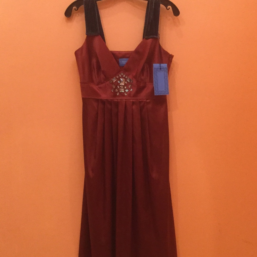 Red satin Vera Wang dress