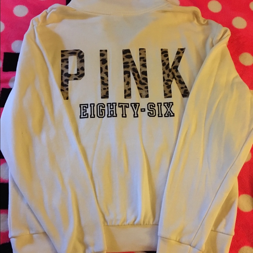 VS PINK CHEETAH HALF ZIP