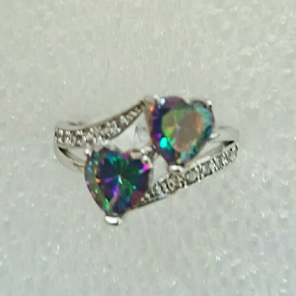 Mystic Topaz Heart Stones set in .925 Silver - Picture 3 of 4