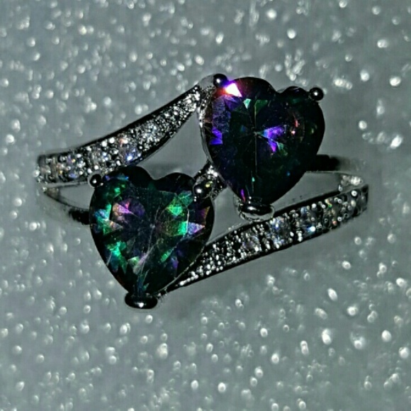 Mystic Topaz Heart Stones set in .925 Silver - Picture 2 of 4
