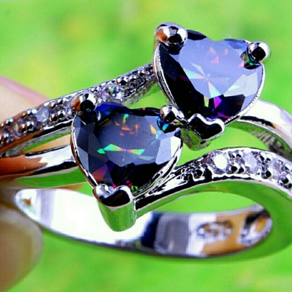 Mystic Topaz Heart Stones set in .925 Silver - Picture 4 of 4