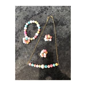 Necklace earrings and bracelets