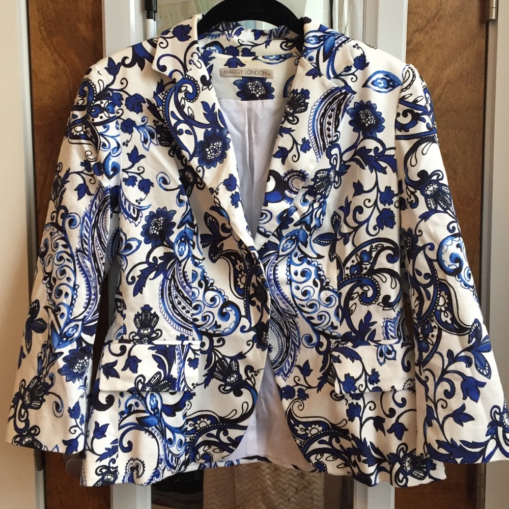 White and blue Maggy London Blazer