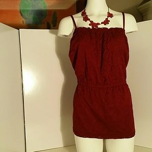 Maroon lace top.    (BT1)
