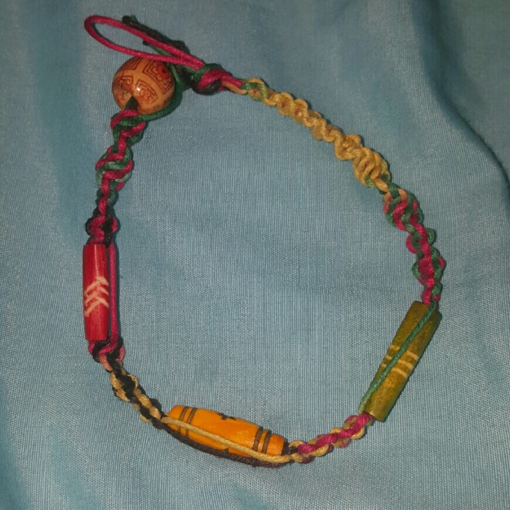 Hand made Rasta beaded tricolor hemp bracelet