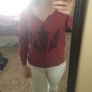 Barely worn red feather blouse!