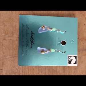 Beautiful Alaskan  sea glass earrings never worn