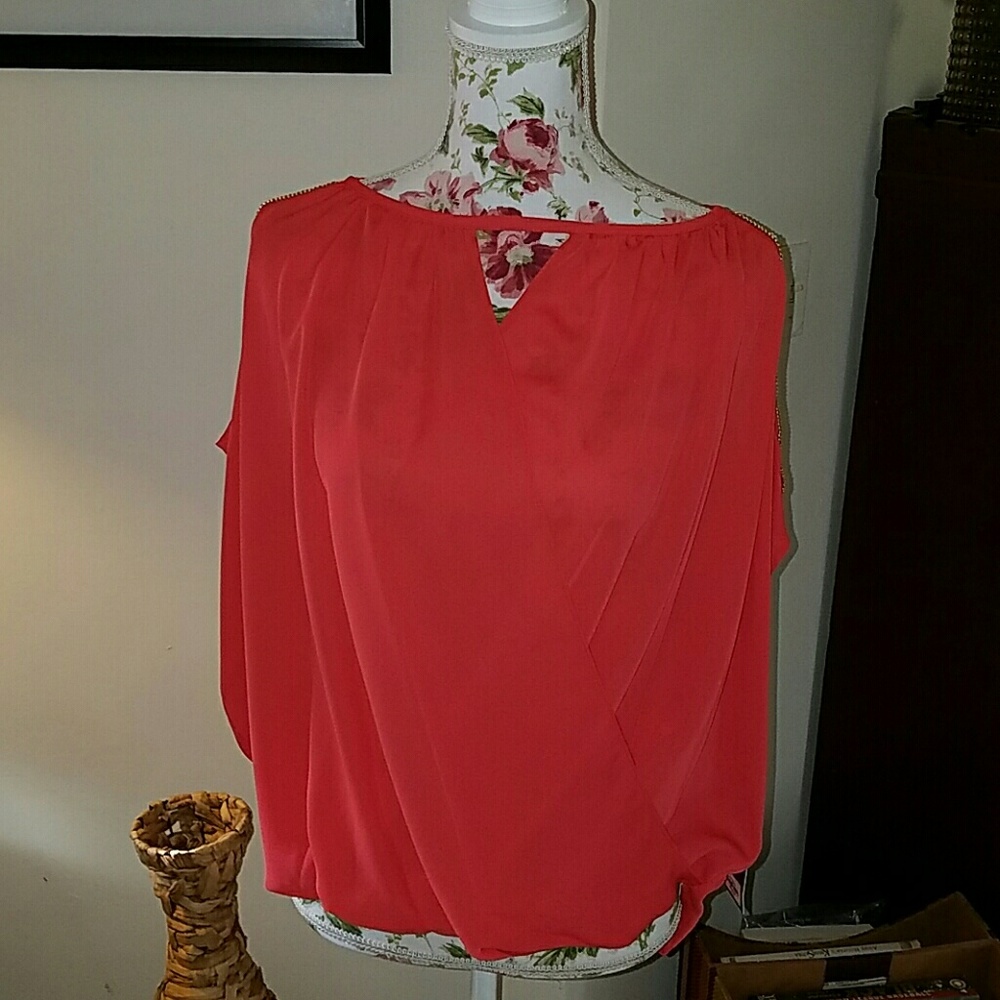 J LO sleeveless orange dressy blouse