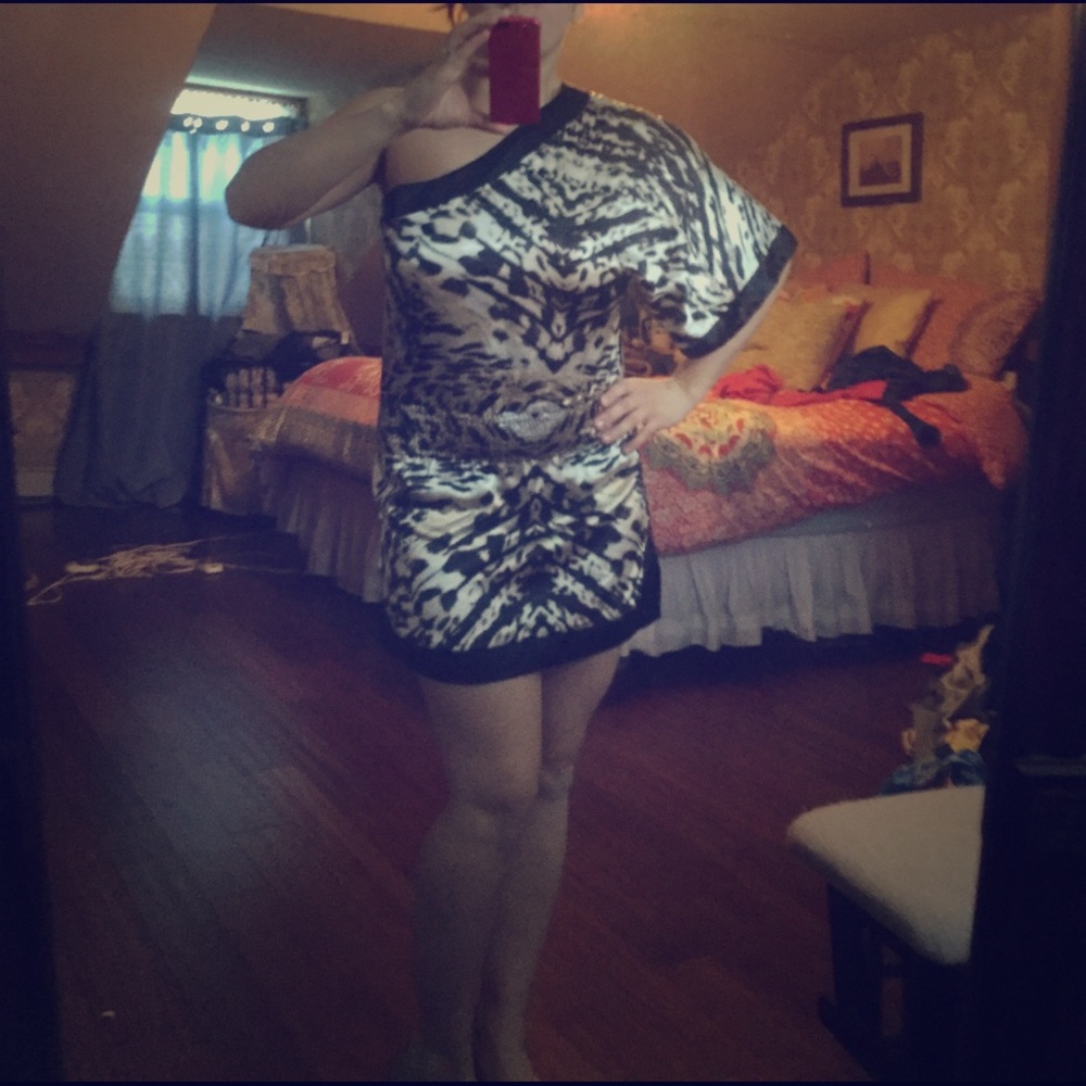 Silky mini dress in animal print
