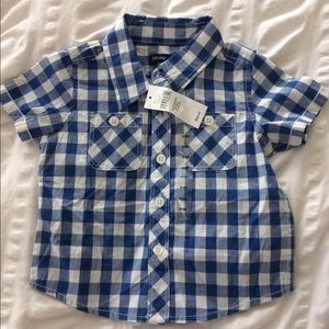 Baby Gap boys gingham button-down shirt NWT