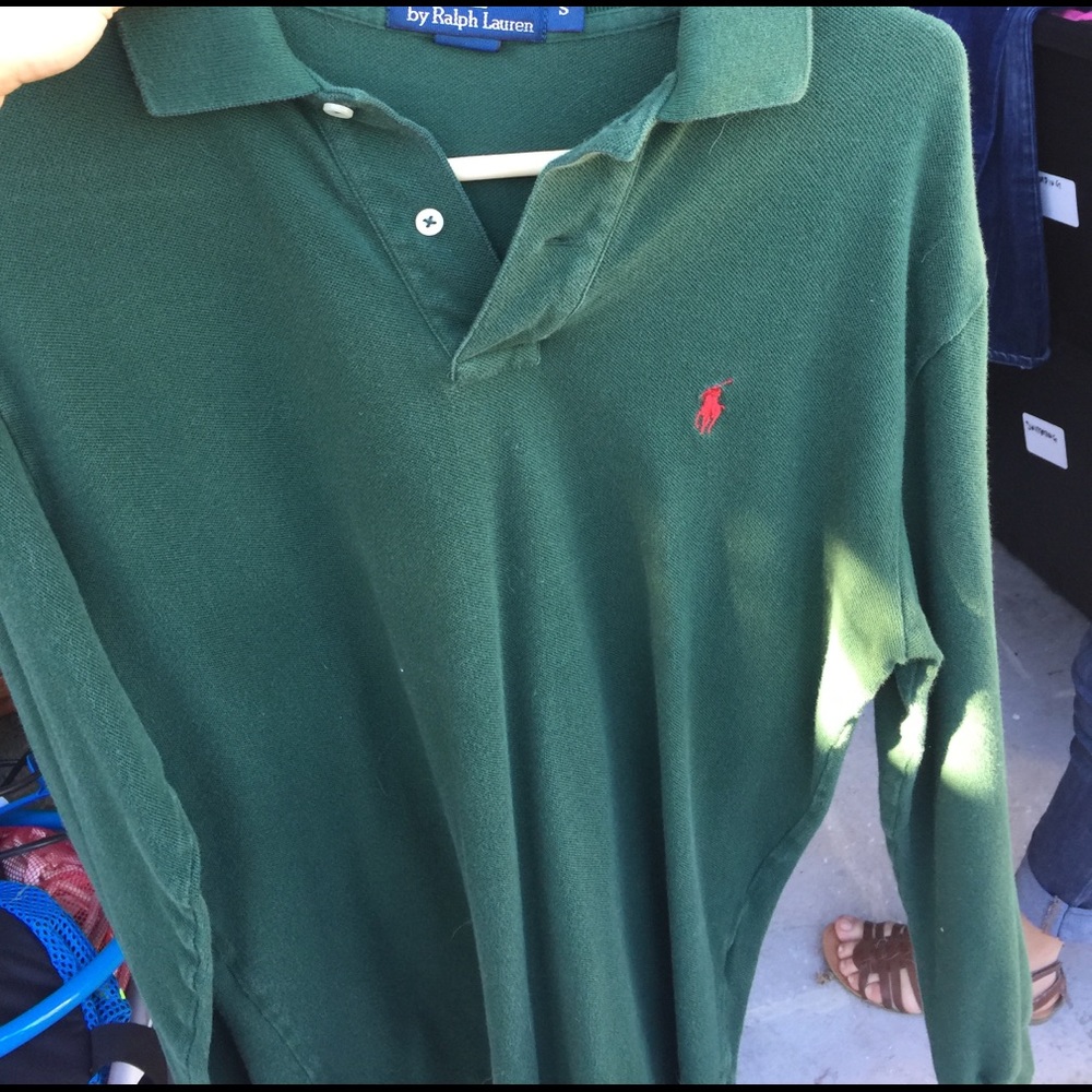 Green long sleeve polo