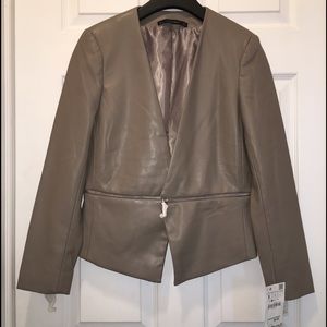 Zara Leather Jacket with Zipper Detail