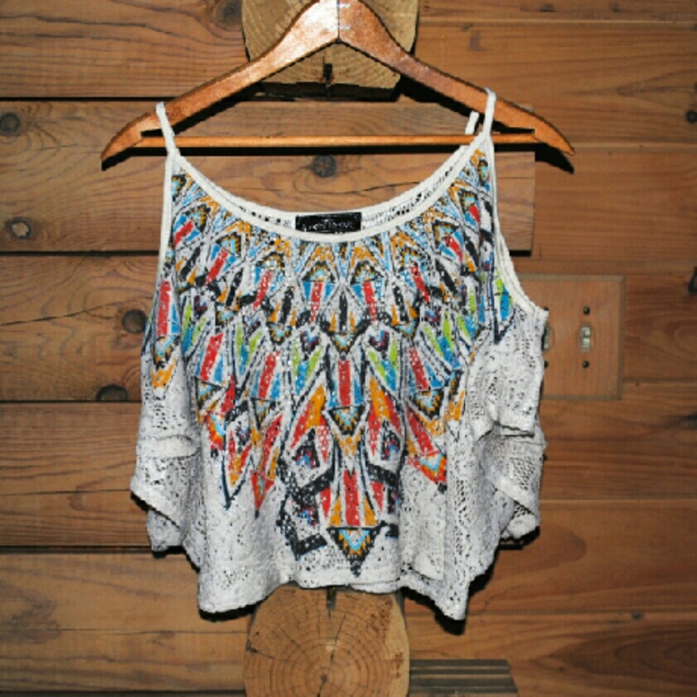 Crochet Crop Top with Tribal-Inspired Design