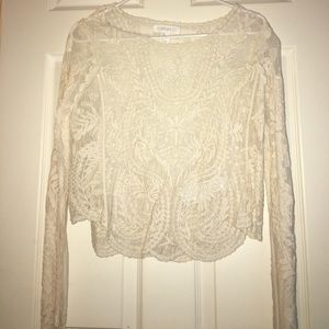 Lace see through long sleeve shirt