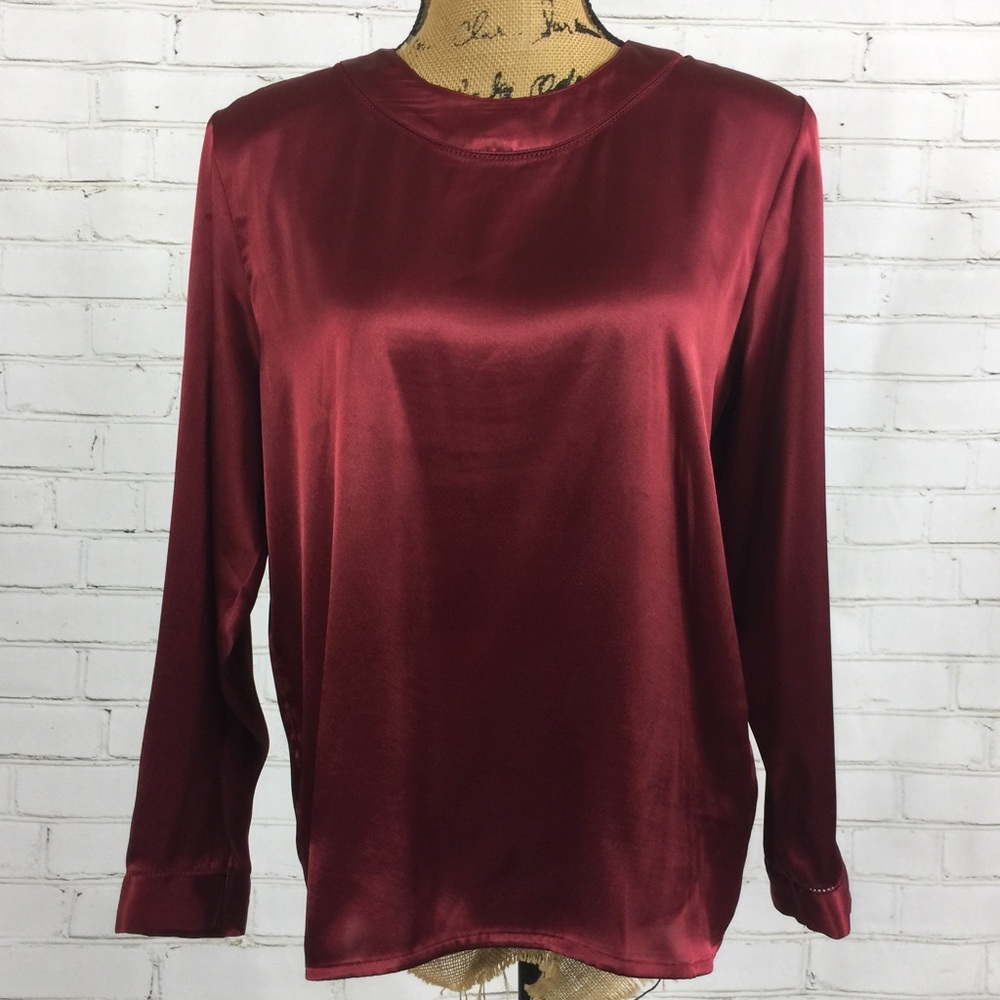 Vintage Karen Scott Silky Wine Colored Blouse
