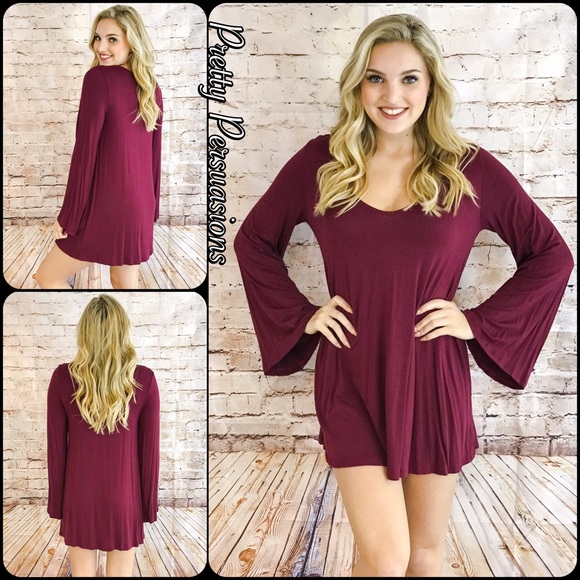 LAST ONE‼️ Long Bell Sleeve Shirtdress Tunic - Picture 2 of 5
