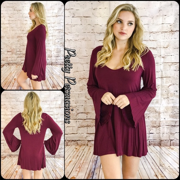 LAST ONE‼️ Long Bell Sleeve Shirtdress Tunic - Picture 3 of 5