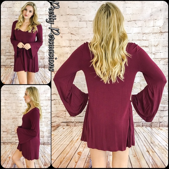 LAST ONE‼️ Long Bell Sleeve Shirtdress Tunic - Picture 5 of 5