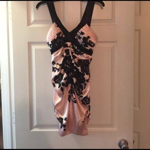 Baby pink and black floral dress
