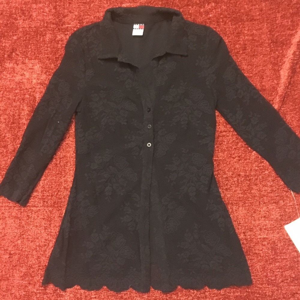 NWT Black Lace Knit Top