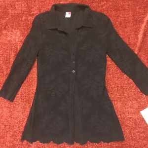 NWT Black Lace Knit Top