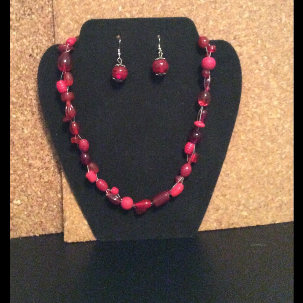 Earrings, and necklace