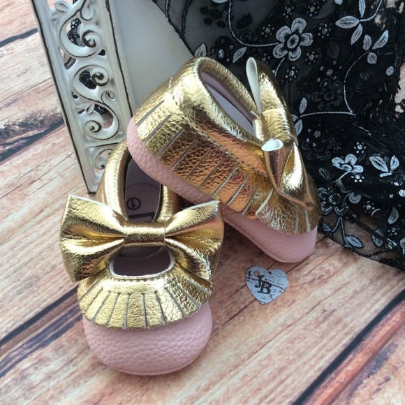 Boutique Baby Girl Mary Jane Moccasin Shoes - Picture 2 of 3