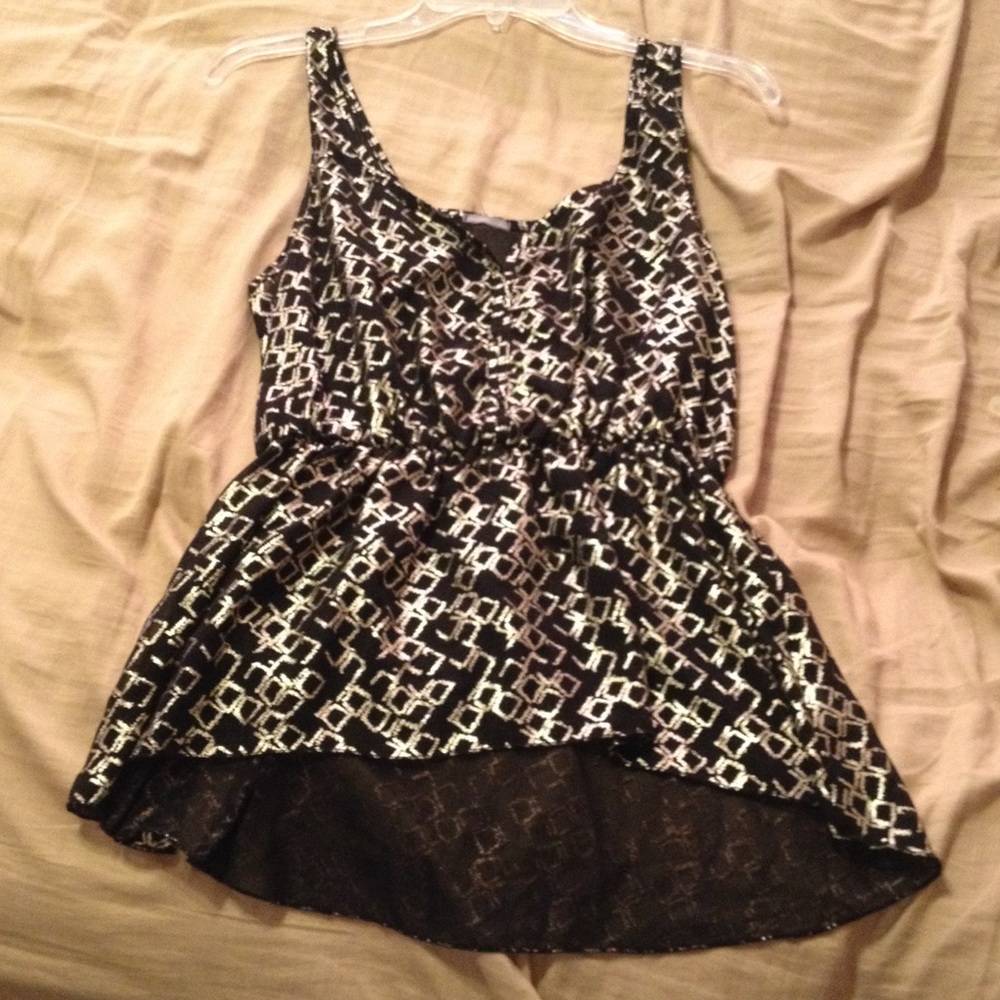 Black and gold chiffon blouse