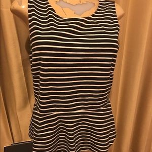 J. Crew black/white striped peplum top