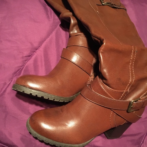Cute mid-caf brown heel boots Sz 7 - Picture 3 of 3