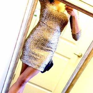 Gold Sequined Party Dress