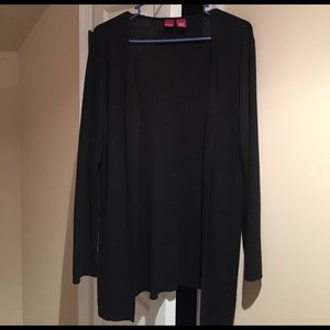 Long black cardigan.