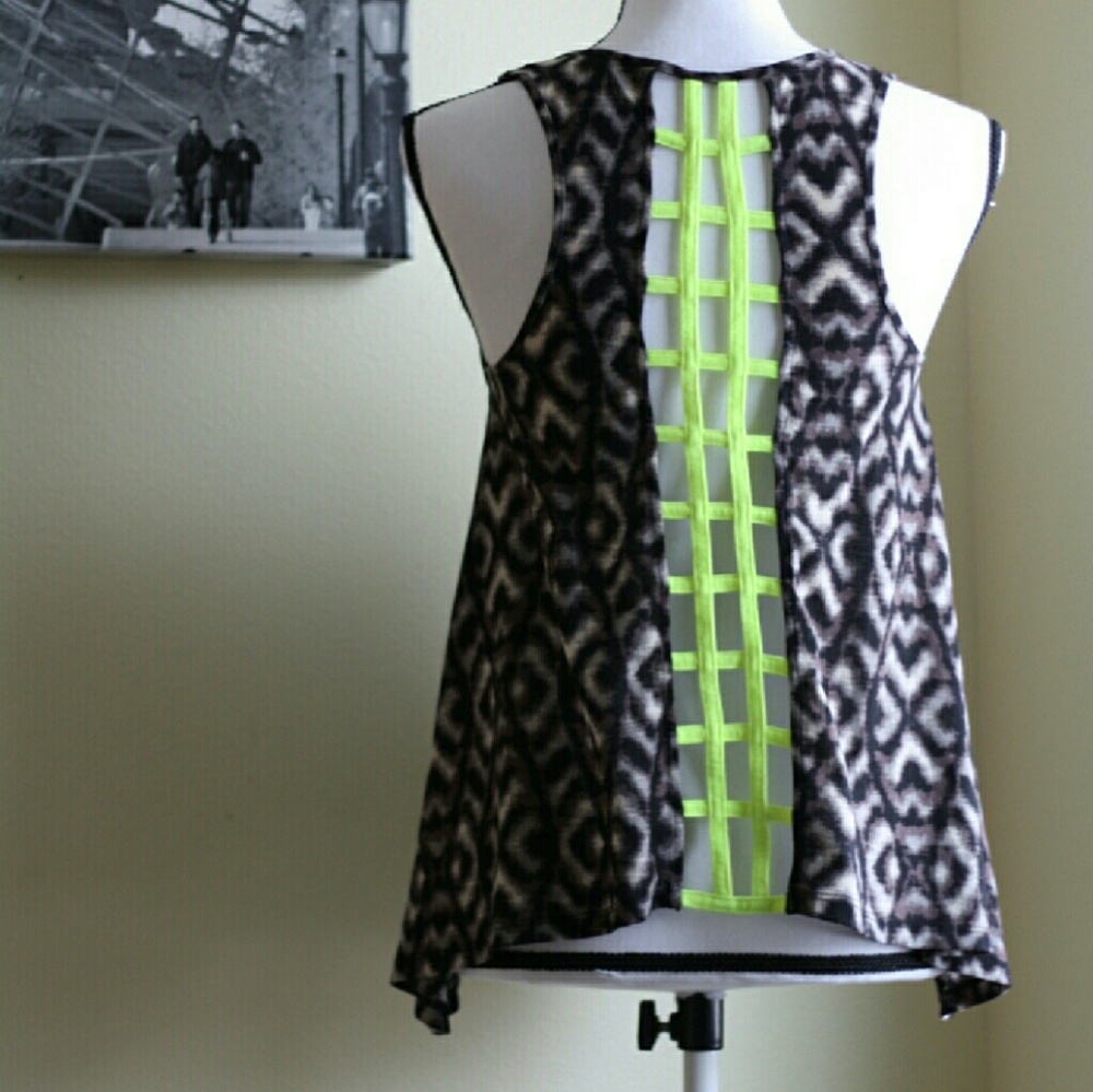Yellow caged back printed tank