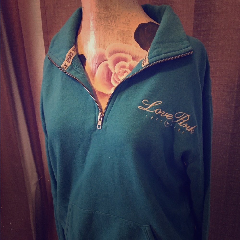 Vs pink light blue embroidered quarter zip