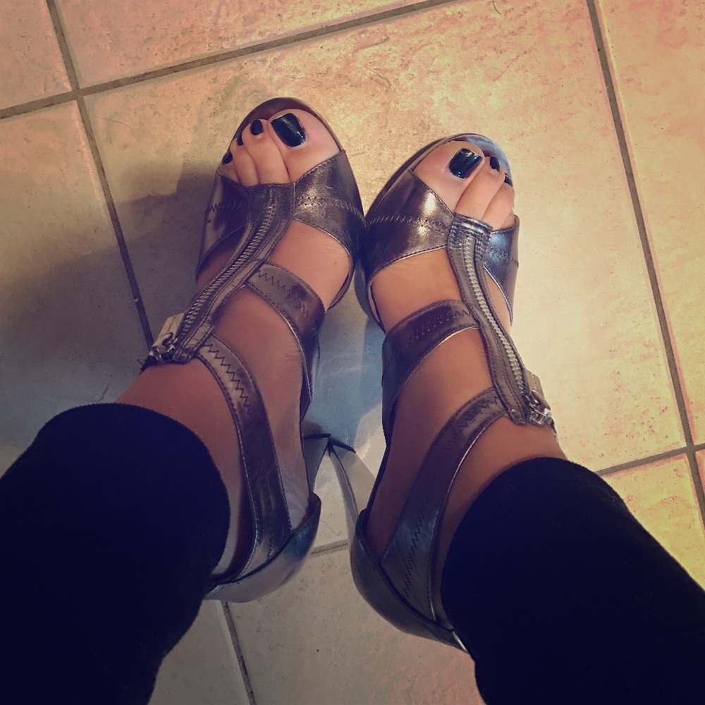 Michael Michael Kors zip-up metallic heels