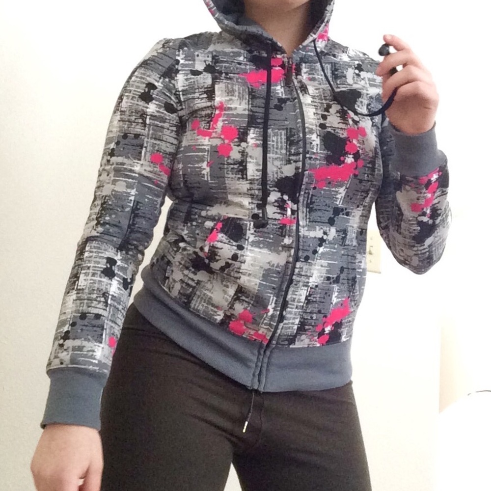Hoodie Buddie Pink/Grey Splatter Paint Jacket