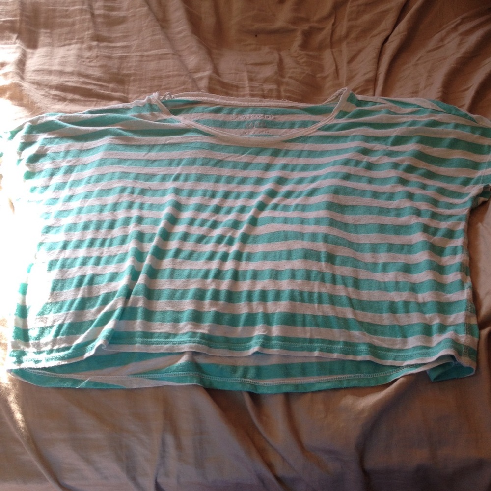 Turquoise striped oversize fit tee