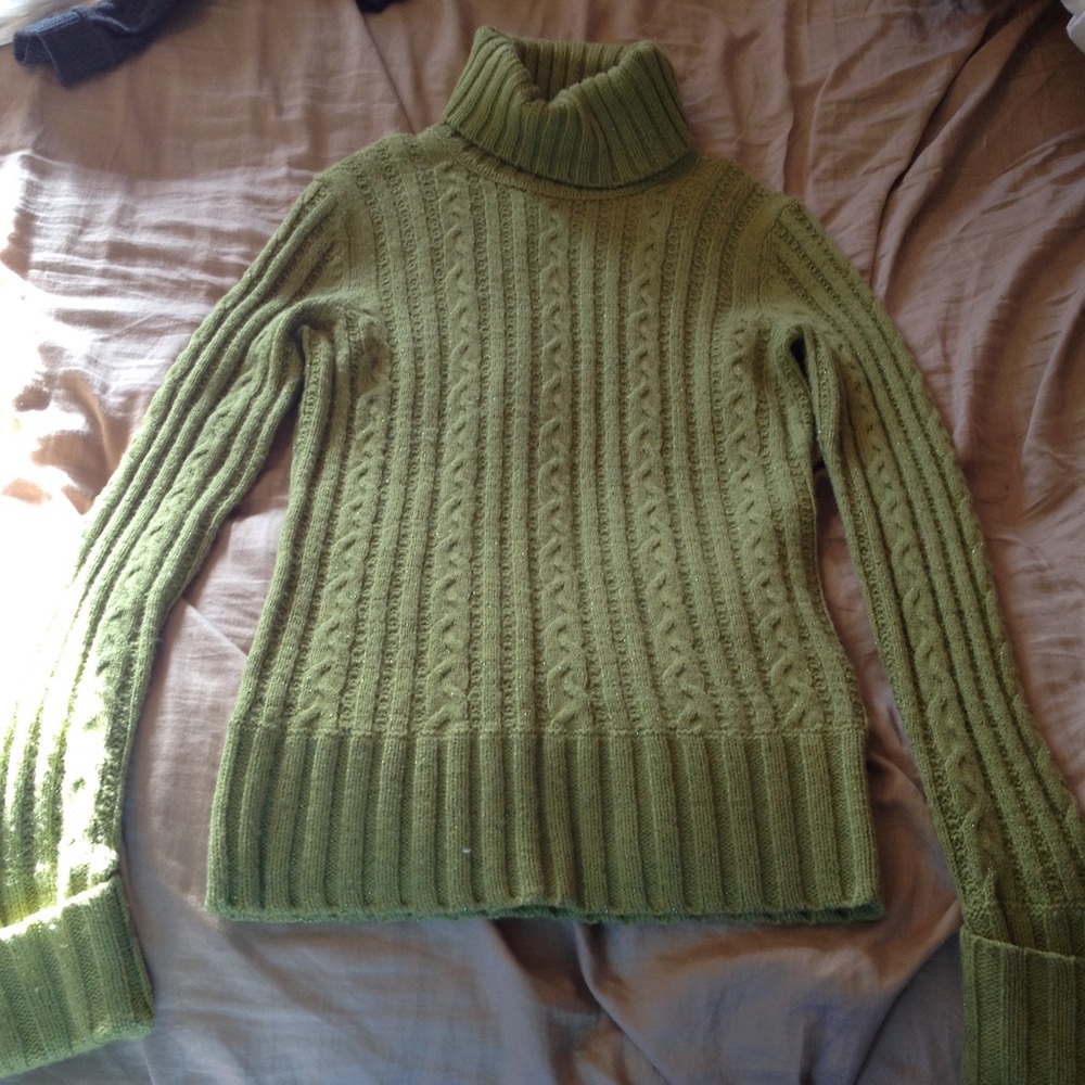 Green lightly sparkly sweater