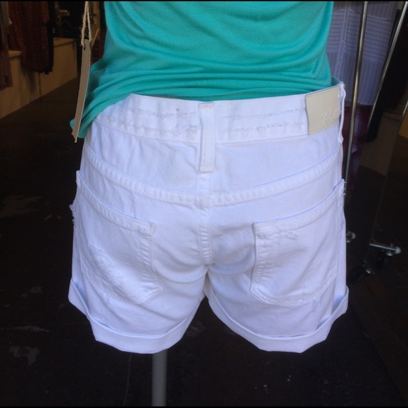 RAILS Mid-rise white denim shorts
