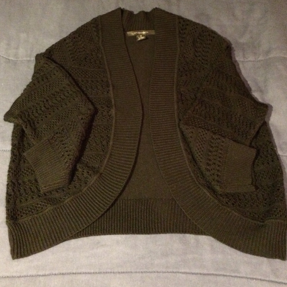 Black knit detailed front and sleeve cardigan