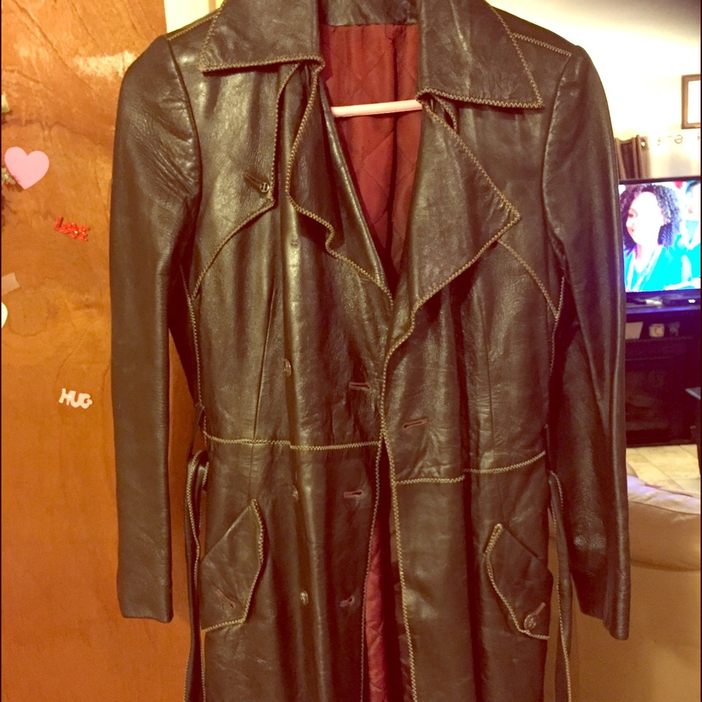 Genuine leather vintage coat